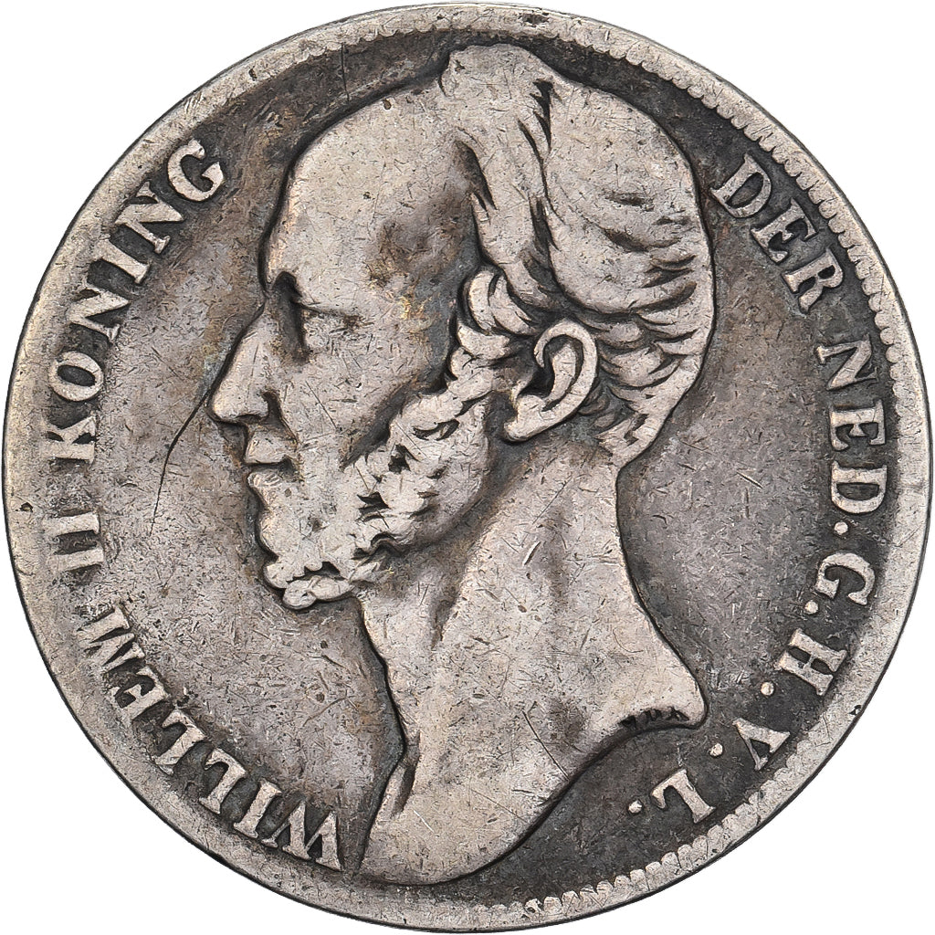 Holandia, William II, Gulden, 1848, Srebro, VF(20-25), KM:66