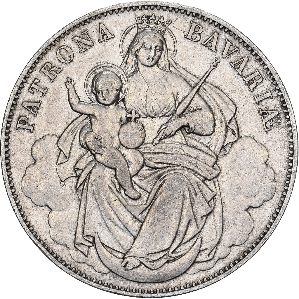 Deutsch Staaten, BAVARIA, Ludwig II, Thaler, Undated (1865), Munich, Silber