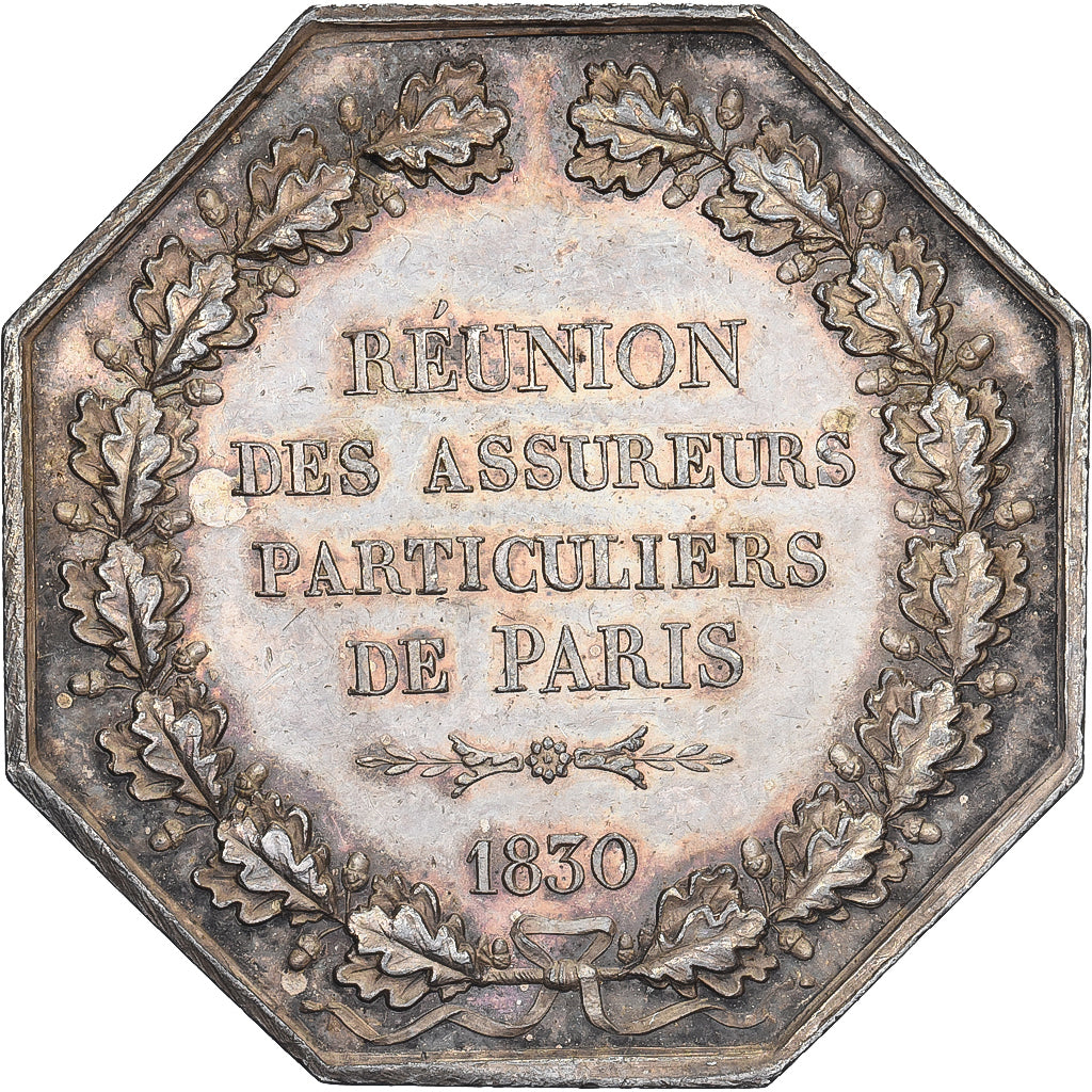 França, Token, Réunion des Assureurs Particuliers de Paris, 1830, Prata