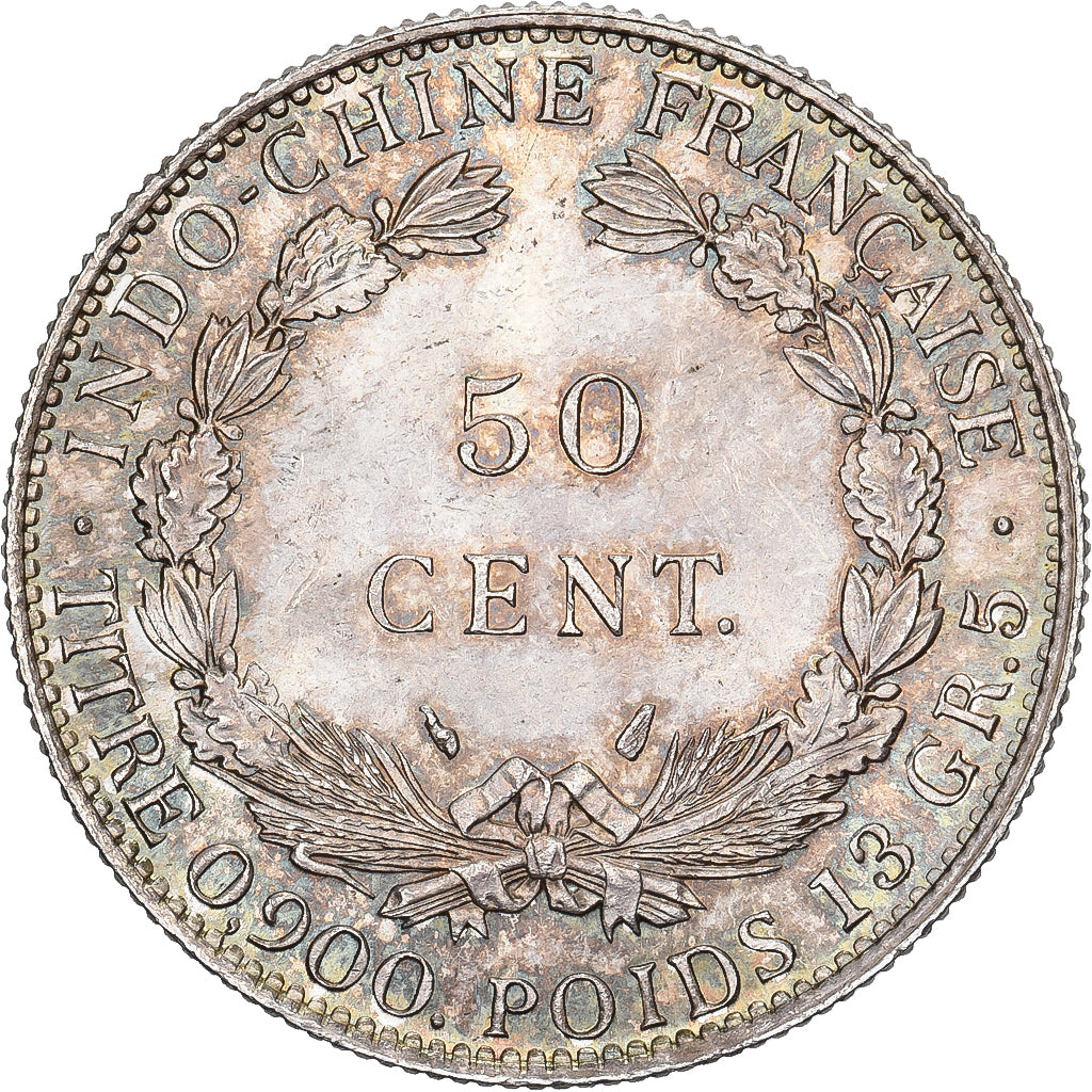Indochina Francesa, 50 Cents, 1936, Paris, Plata, EBC+, Lecompte:261, KM:4a.2