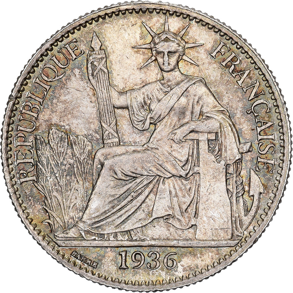 Indochina Francesa, 50 Cents, 1936, Paris, Plata, EBC+, Lecompte:261, KM:4a.2