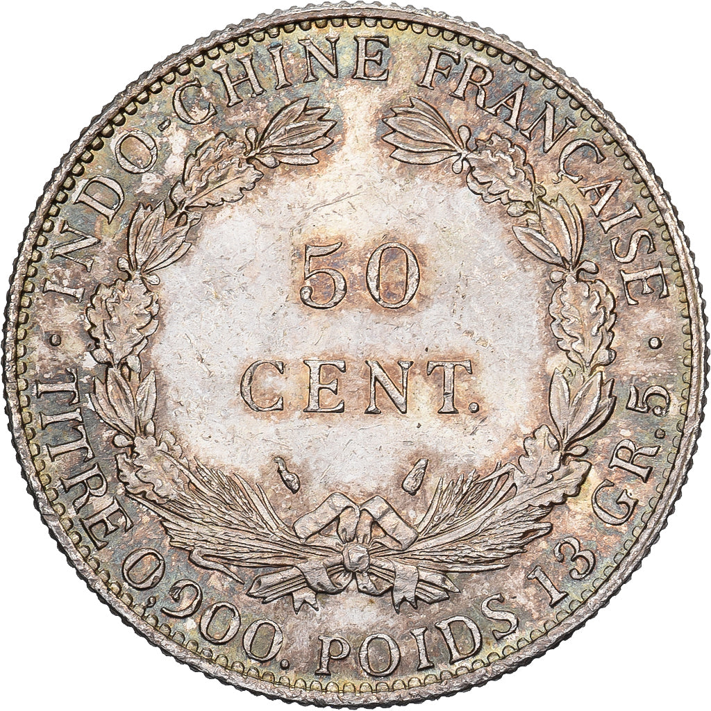 Indochina Francesa, 50 Cents, 1936, Paris, Plata, EBC+, Lecompte:261, KM:4a.2