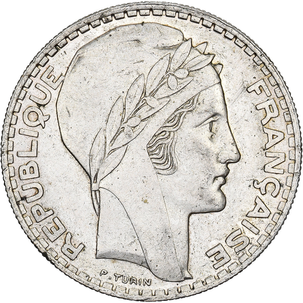 France, 20 Francs, Turin, 1934, Paris, Silver, AU(50-53), Gadoury:852, KM:879