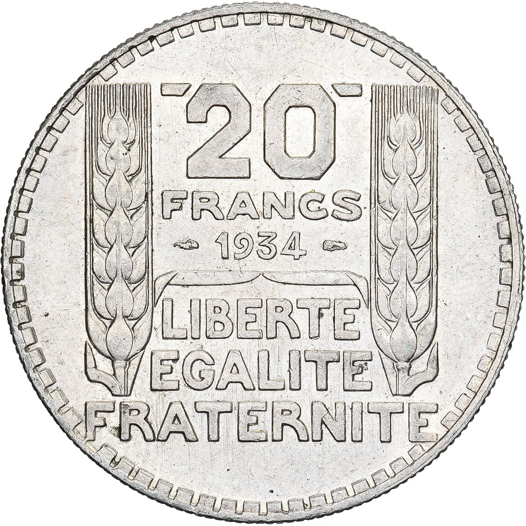 Frankrijk, 20 Francs, Turin, 1934, Paris, Zilver, PR+, Gadoury:852, KM:879