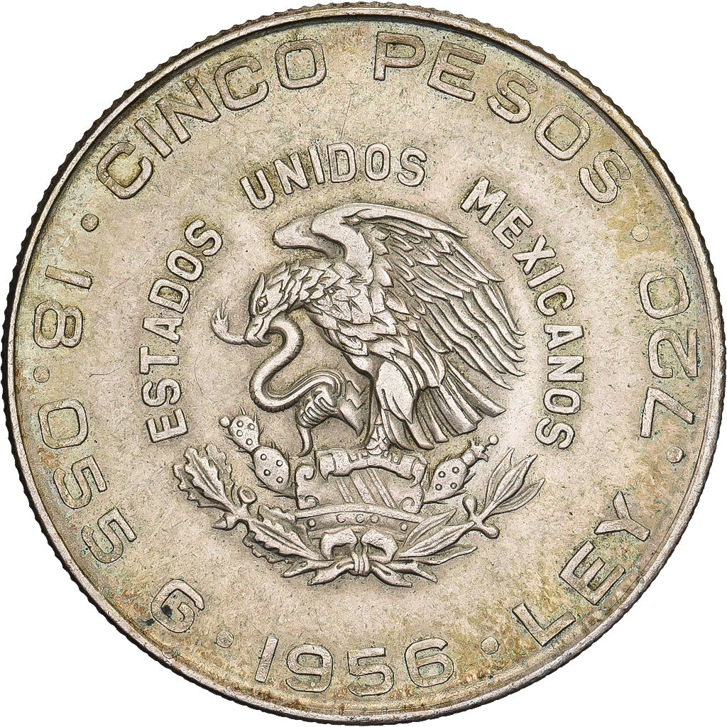 Mexique, 5 Pesos, 1956, Mexico City, Argent, TTB, KM:469