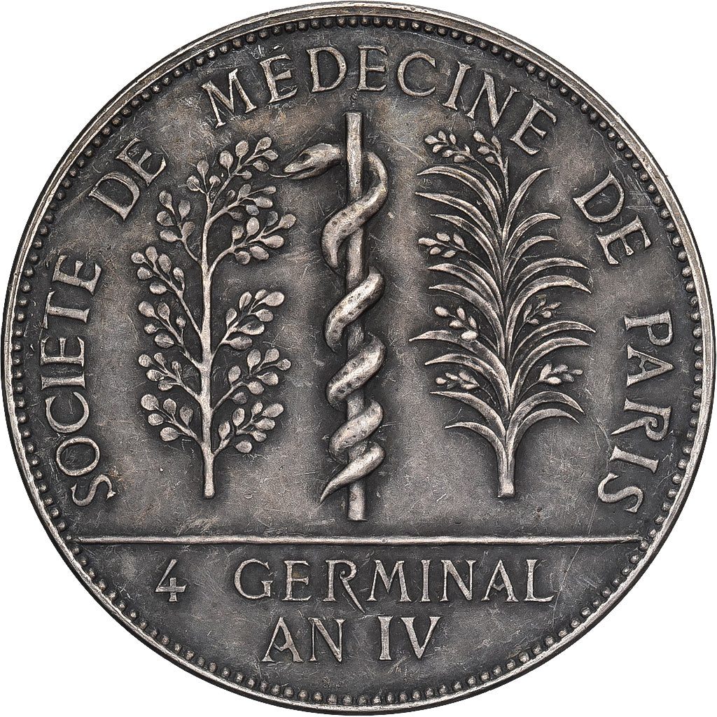 France, Jeton, Centenaire de la société de médecine de Paris, 1896, Argent