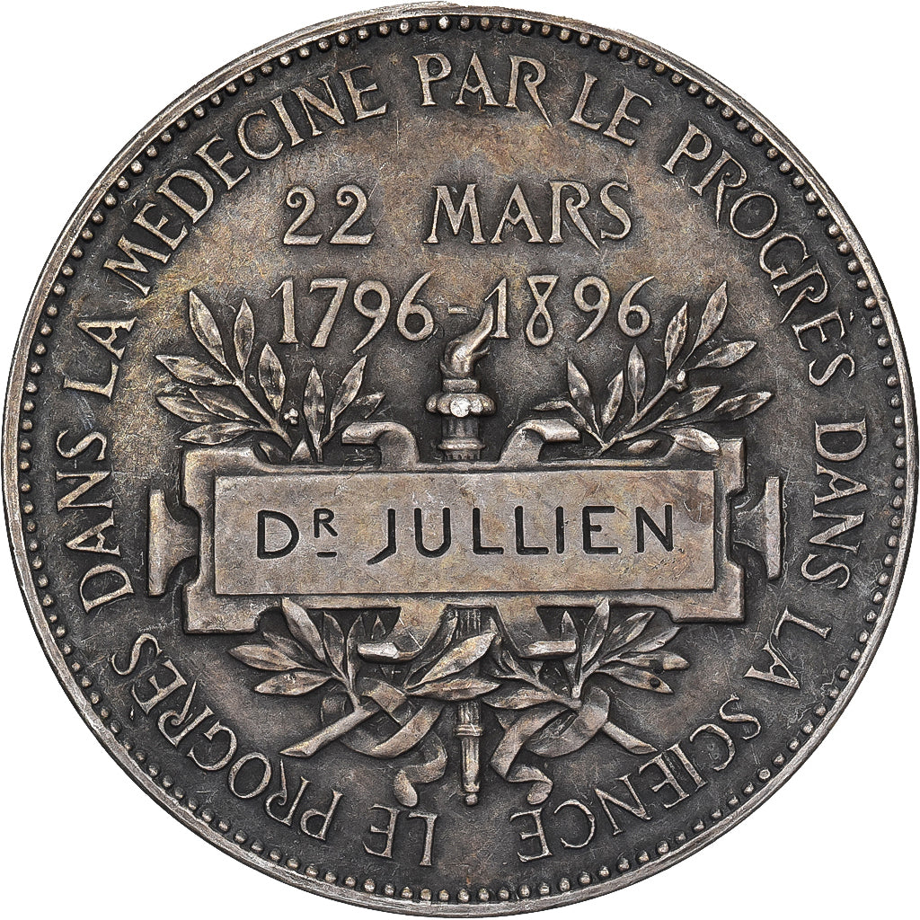 France, Jeton, Centenaire de la société de médecine de Paris, 1896, Argent