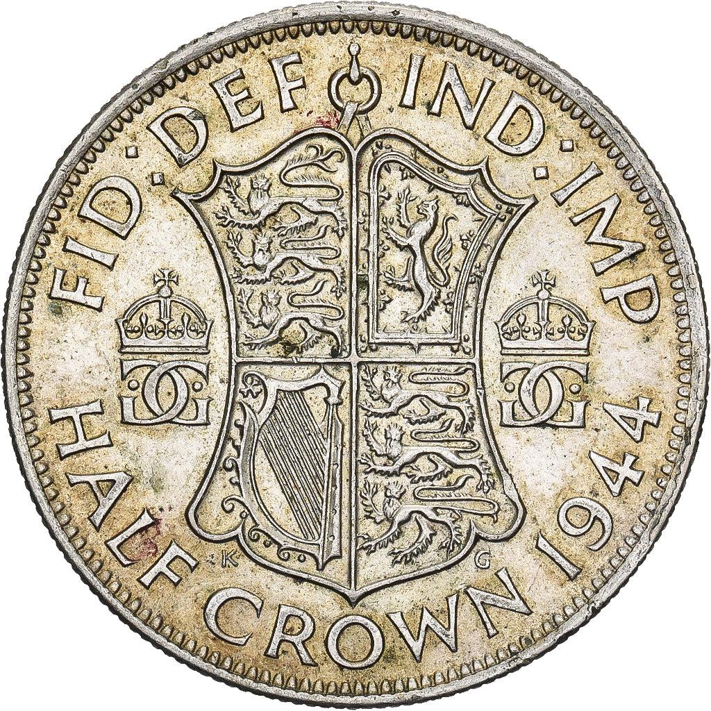 Gran Bretagna, George VI, 1/2 Crown, 1944, Argento, BB, Spink:4080, KM:856