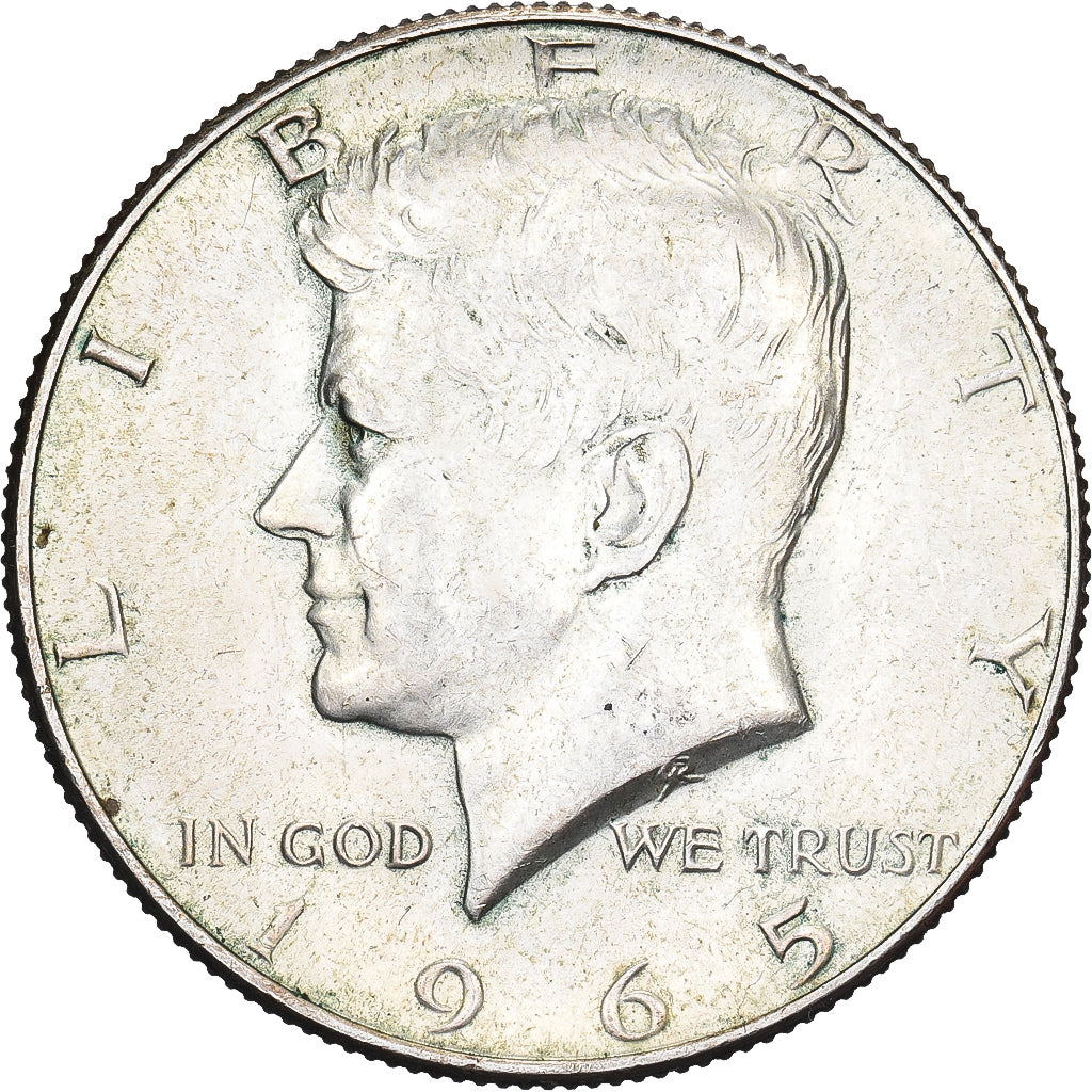 USA, Kennedy, Half Dollar, 1965, Philadelphia, Srebro, AU(50-53), KM:202a