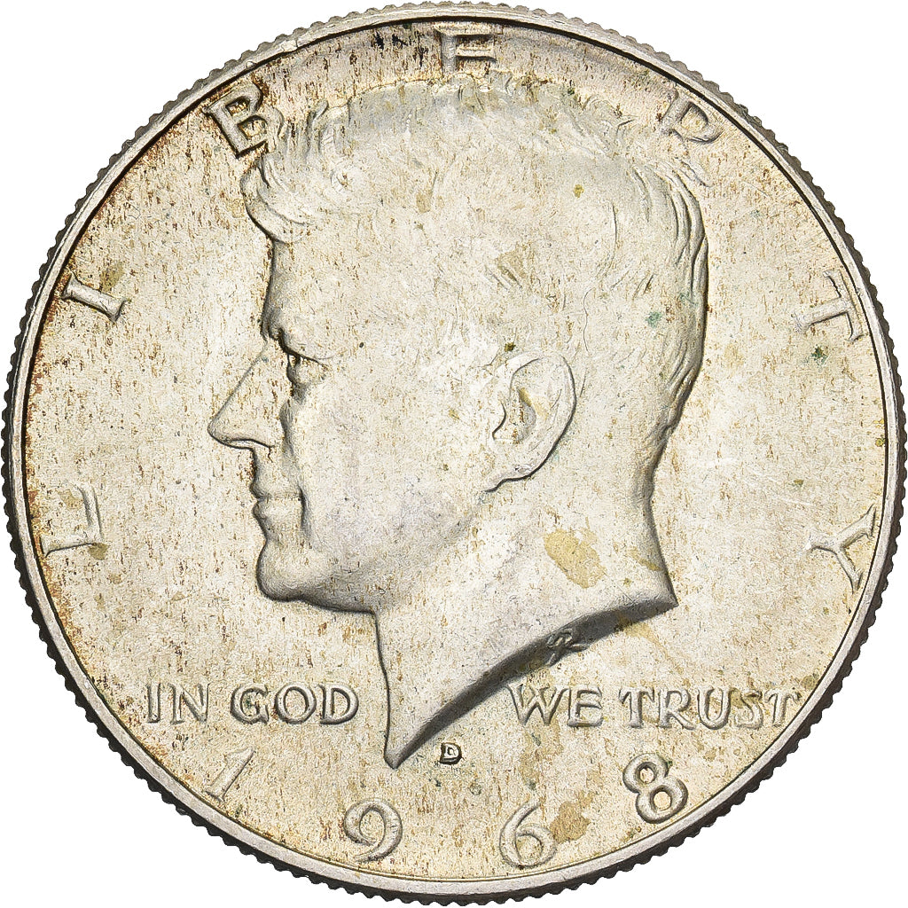 États-Unis, Half Dollar, Kennedy Half Dollar, 1968, U.S. Mint, Argent, TTB+