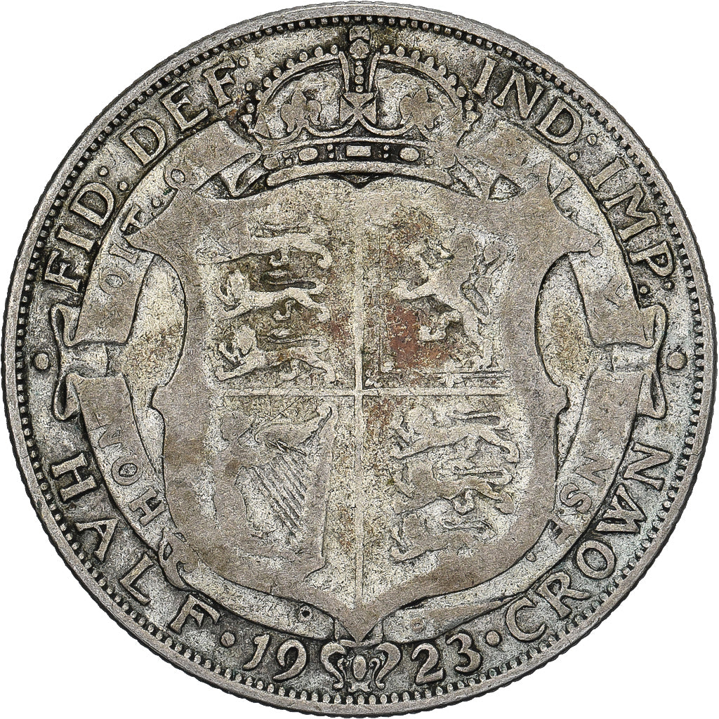 United Kingdom, George V, 1/2 Crown, 1923, London, Silver, VF(20-25), KM:818.1a