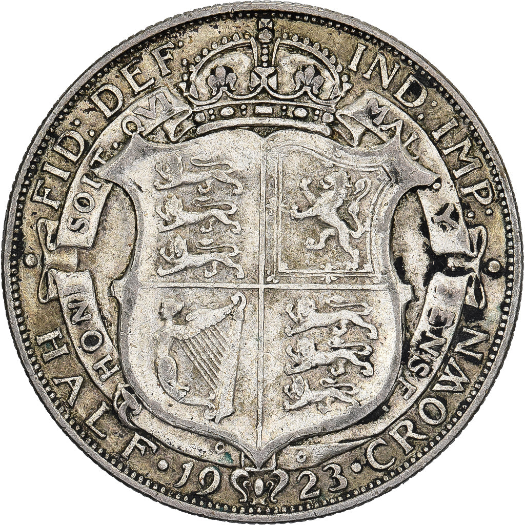 United Kingdom, George V, 1/2 Crown, 1923, London, Silver, VF(30-35), KM:818.1a
