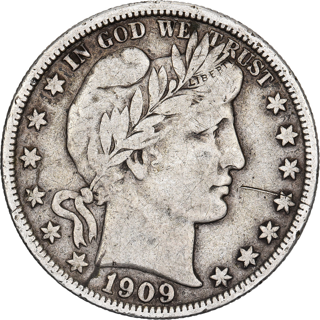 Stati Uniti, Half Dollar, Barber, 1909, Philadelphia, Argento, MB+, KM:116