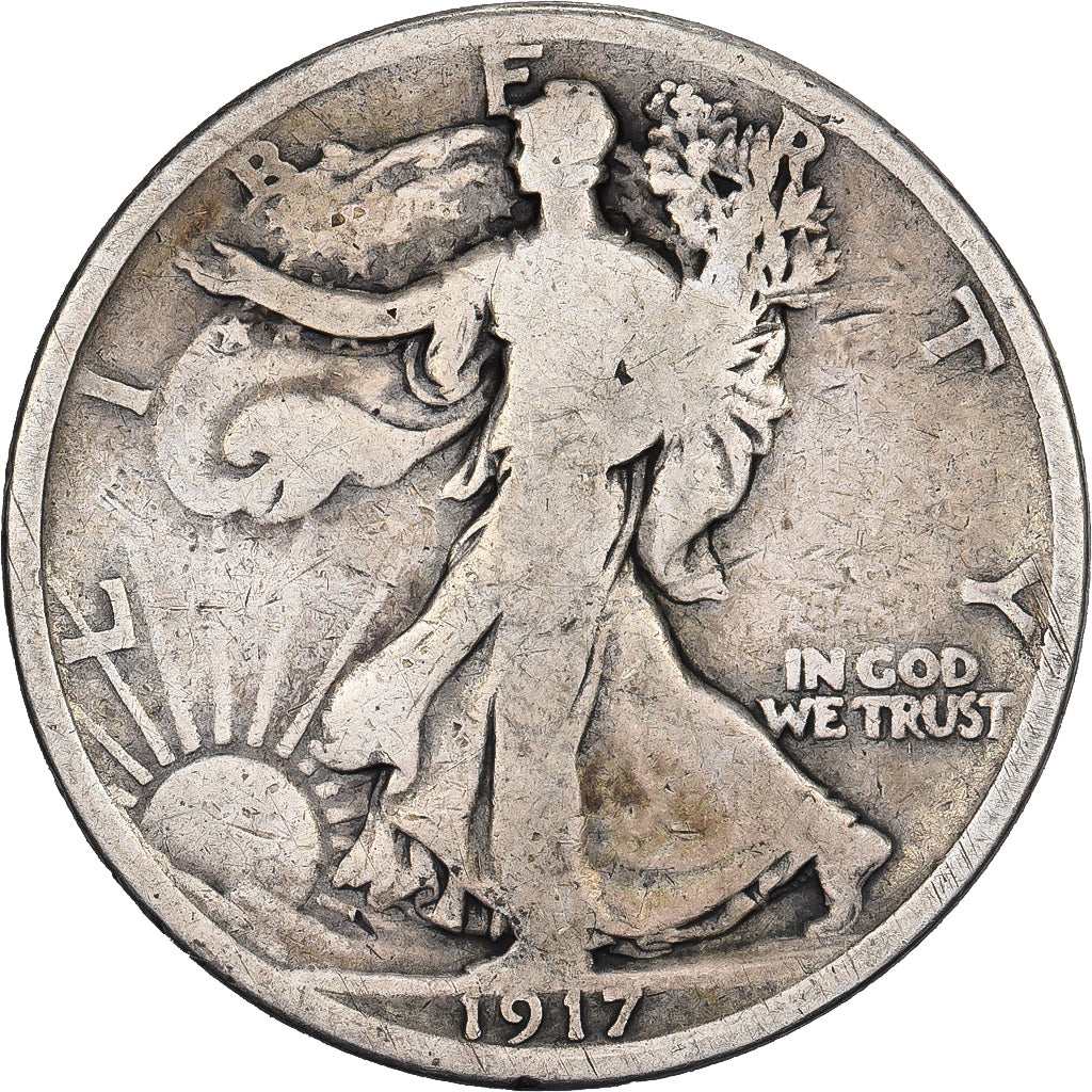 Estados Unidos, Half Dollar, Walking Liberty, 1917, U.S. Mint, Plata, BC