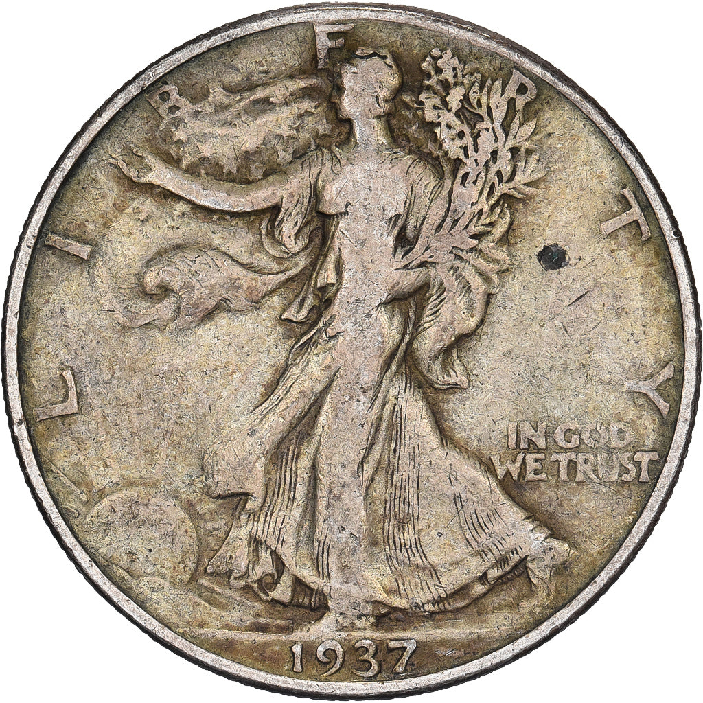Stati Uniti, Half Dollar, Walking Liberty Half Dollar, 1937, U.S. Mint, Argento