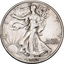 Stati Uniti, Half Dollar, Walking Liberty, 1942, U.S. Mint, Argento, MB+, KM:142