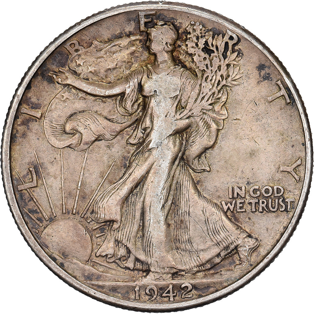 Stati Uniti, Half Dollar, Walking Liberty, 1942, U.S. Mint, Argento, MB+, KM:142