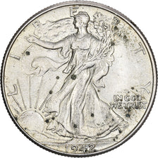États-Unis, Half Dollar, Walking Liberty, 1942, U.S. Mint, Argent, TTB, KM:142