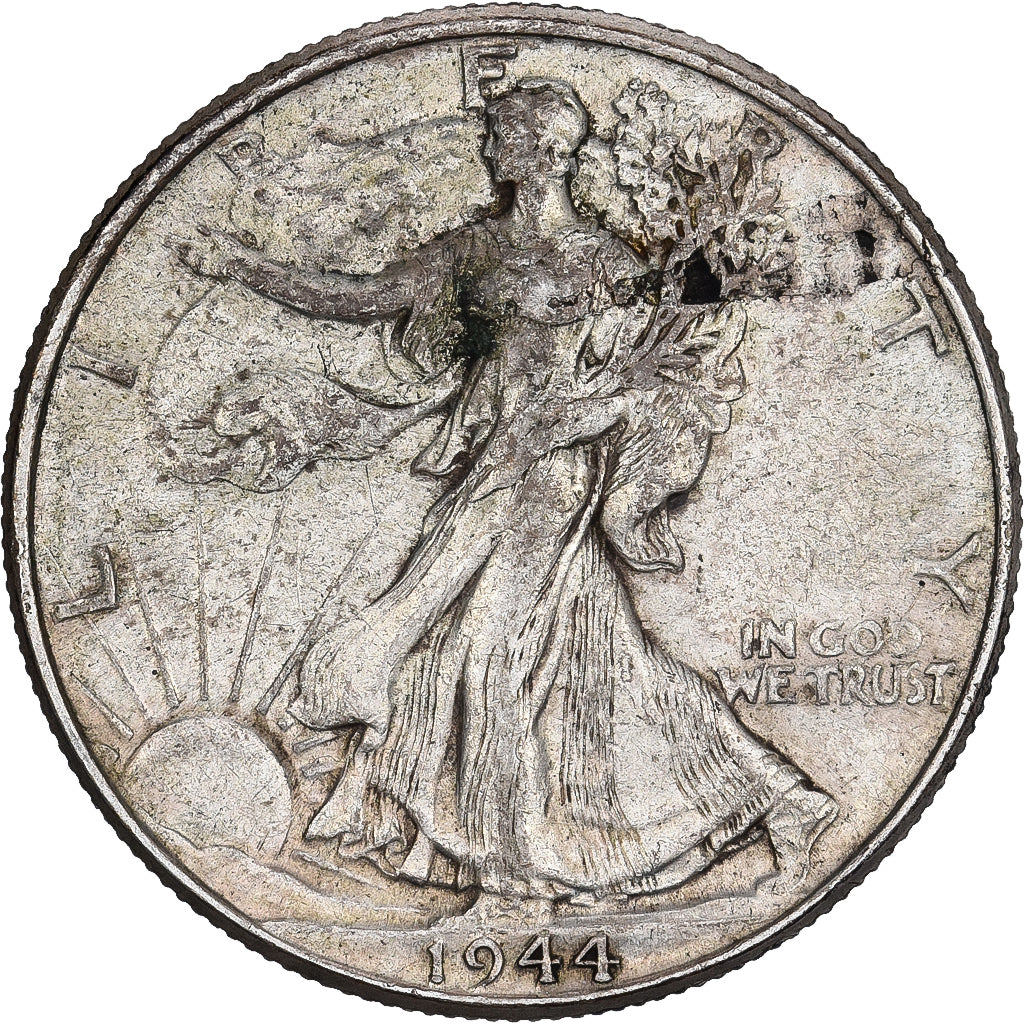Stati Uniti, Half Dollar, Walking Liberty, 1944, Philadelphia, Argento, MB+