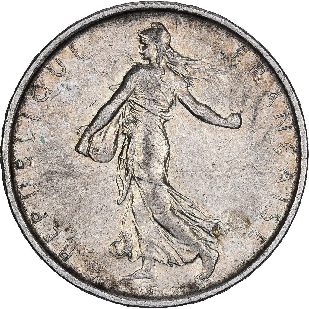 Frankrijk, 5 Francs, Semeuse, 1968, Paris, Zilver, ZF+, Gadoury:770, Le