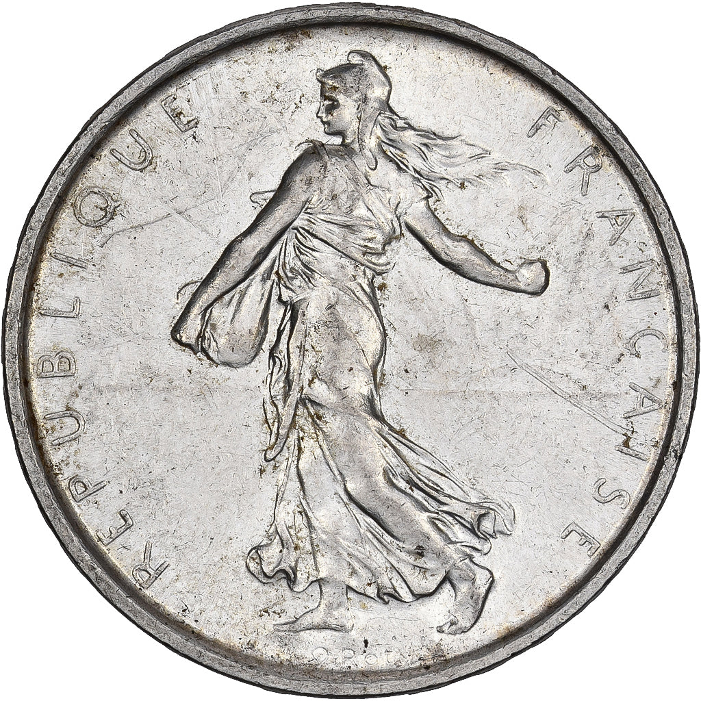 França, 5 Francs, Semeuse, 1968, Paris, Prata, AU(50-53), Gadoury:770, Le