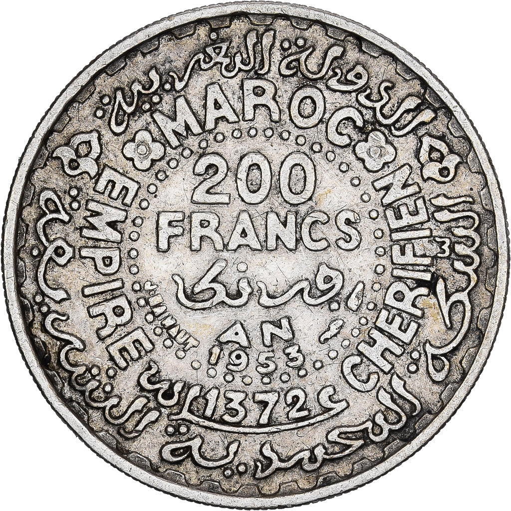 Marokko, Mohammed V, 200 Francs, 1953, Paris, Silber, SS+, KM:53