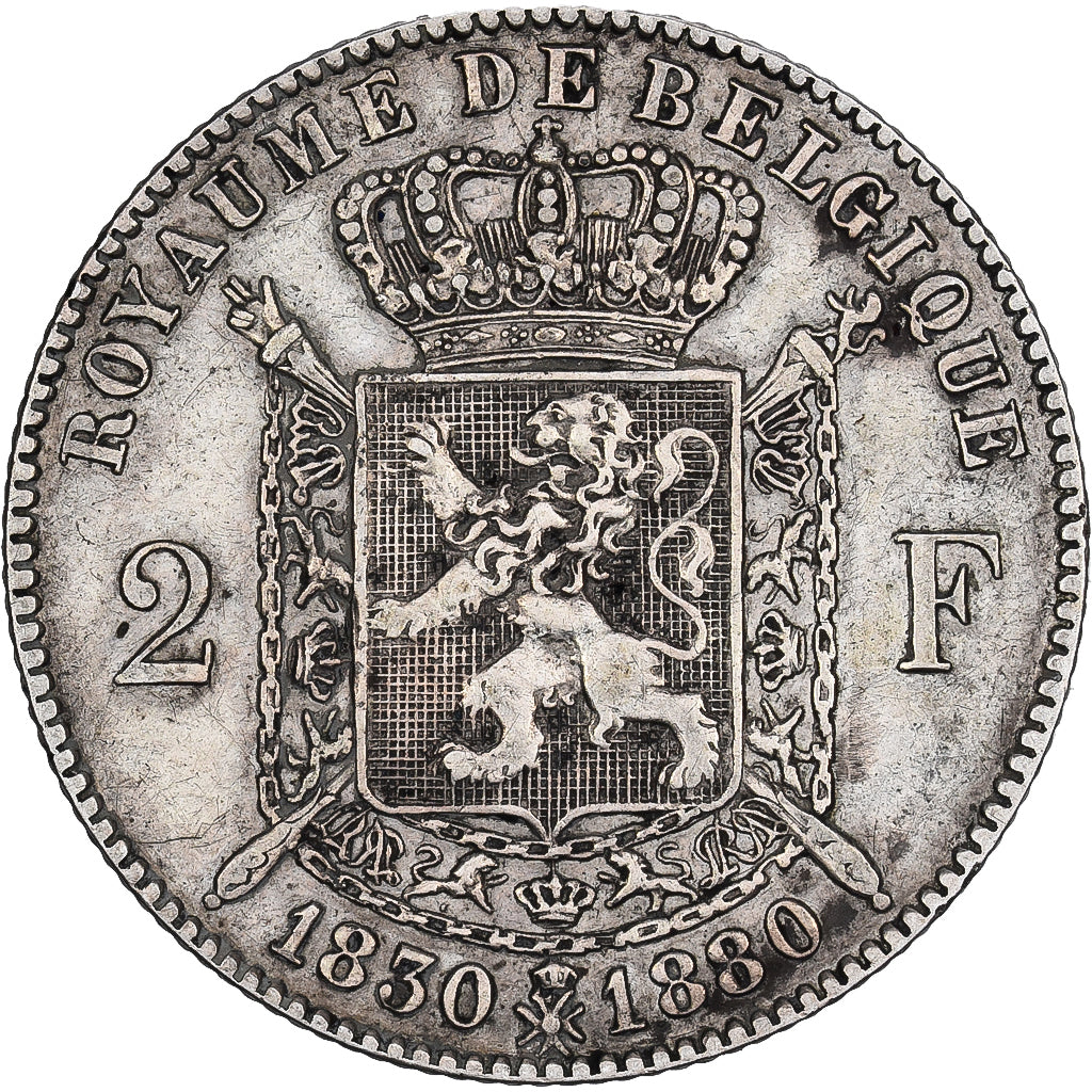 Belgien, Leopold II, 2 Francs, 2 Frank, 1880, Silber, SS+, KM:39