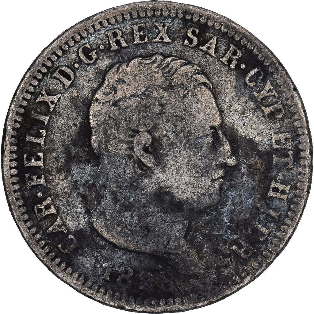 Kingdom of Sardinia, SARDINIA, Carlo Felice, 2 Lire, Torino, Silber, S, KM:122.1