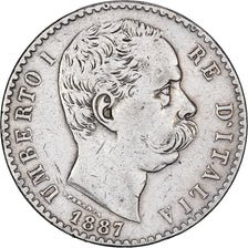Italie, Umberto I, 2 Lire, 1887, Rome, Argent, TB, KM:23