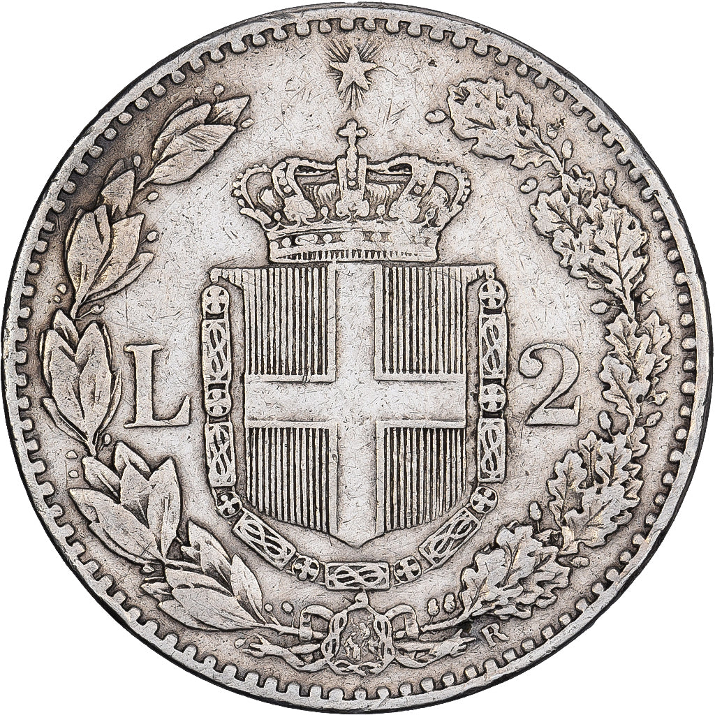 Italie, Umberto I, 2 Lire, 1887, Rome, Argent, TB, KM:23