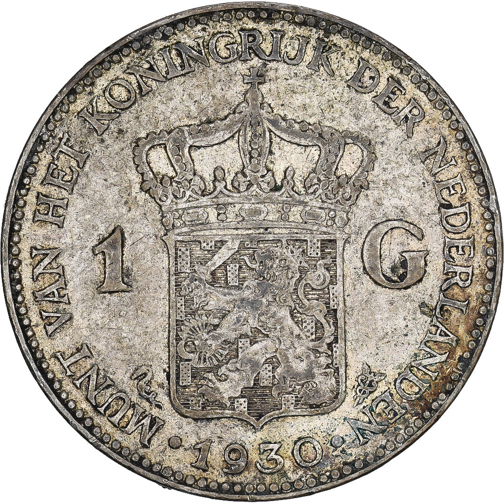 Holandia, Wilhelmina I, Gulden, 1930, Srebro, VF(30-35), KM:161.1
