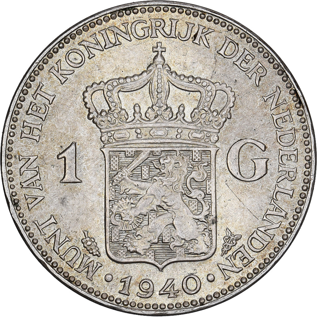 Holandia, Wilhelmina I, Gulden, 1940, Srebro, AU(55-58), KM:161.1