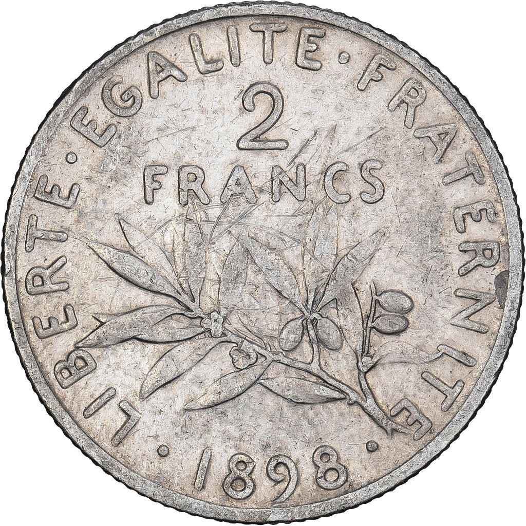 Moeda, França, Semeuse, 2 Francs, 1898, Paris, EF(40-45), Prata, KM:845.1