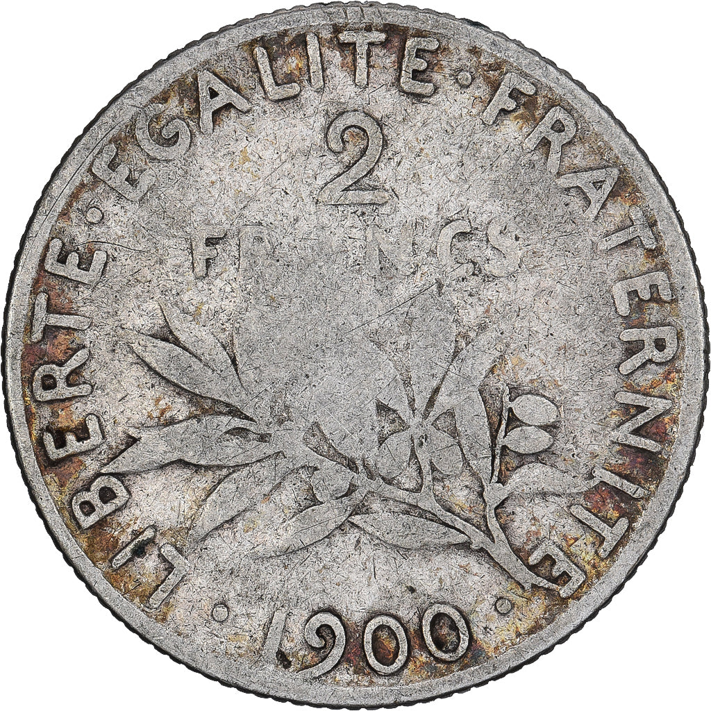 Francja, 2 Francs, Semeuse, 1900, Paris, Srebro, VF(20-25), Gadoury:532
