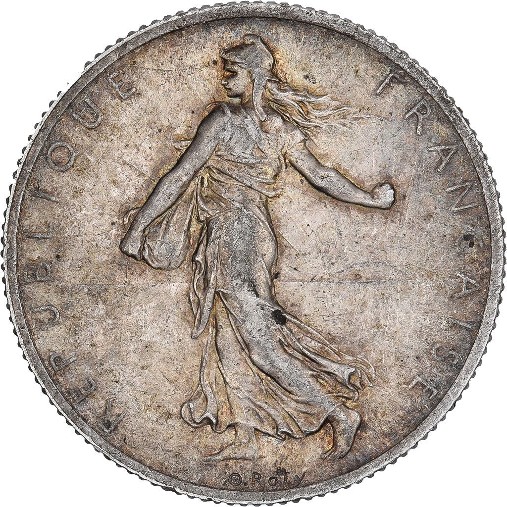 França, 2 Francs, Semeuse, 1914, Castelsarrasin, Prata, AU(50-53), Gadoury:532