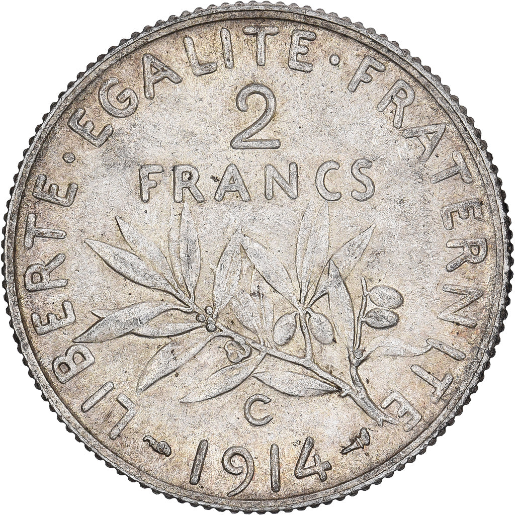 Francia, 2 Francs, Semeuse, 1914, Castelsarrasin, Argento, SPL-, Gadoury:532, Le