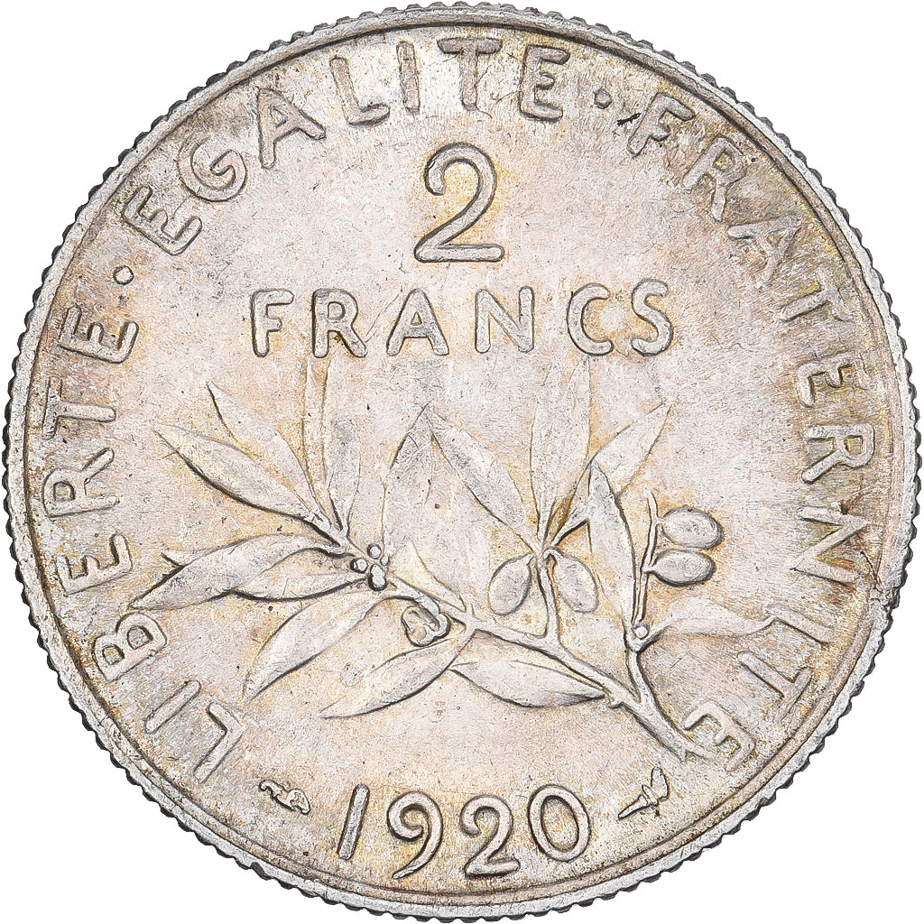 Francia, 2 Francs, Semeuse, 1920, Paris, Plata, MBC+, Gadoury:532, KM:845.1