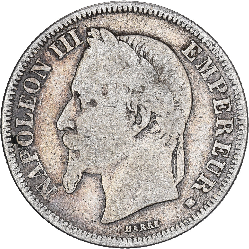 France, Napoleon III, 2 Francs, Napoléon III, 1866, Strasbourg, Silver