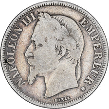 France, Napoleon III, 2 Francs, Napoléon III, 1866, Strasbourg, Silver