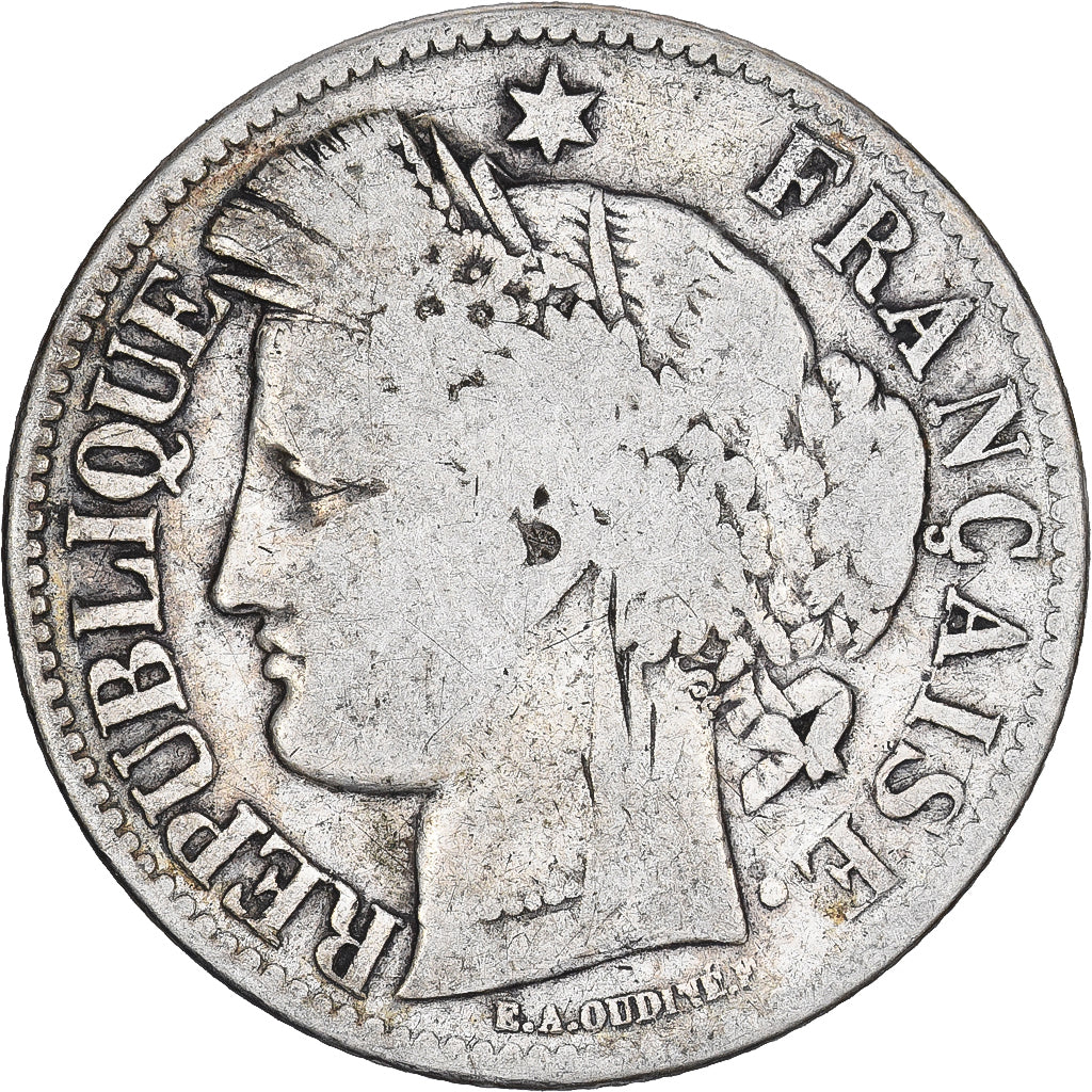 Moneda, Francia, Cérès, 2 Francs, 1870, Bordeaux, BC, Plata, KM:816.2