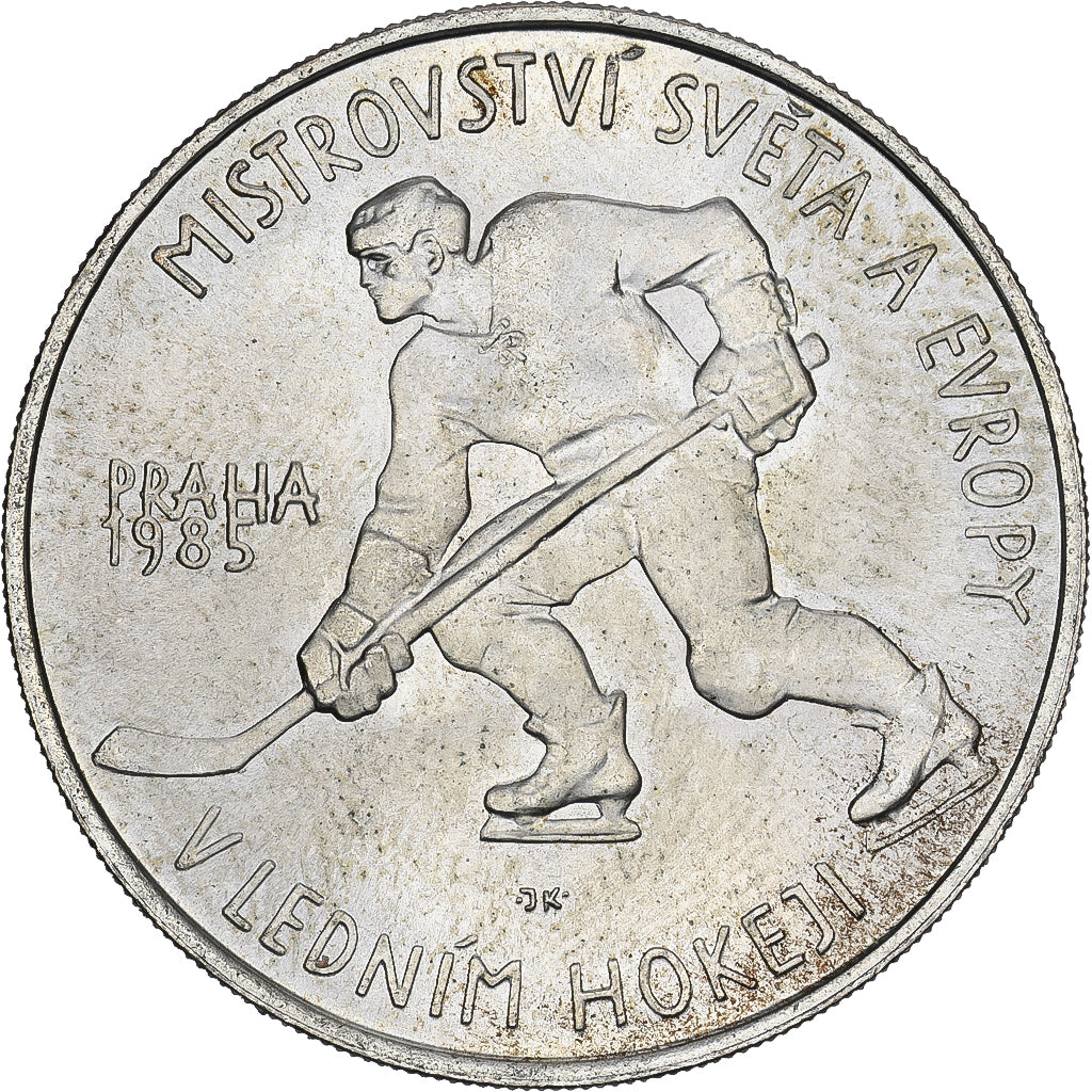Czechosłowacja, 100 Korun, 1985, Ice Hockey Championship, Srebro, AU(55-58)