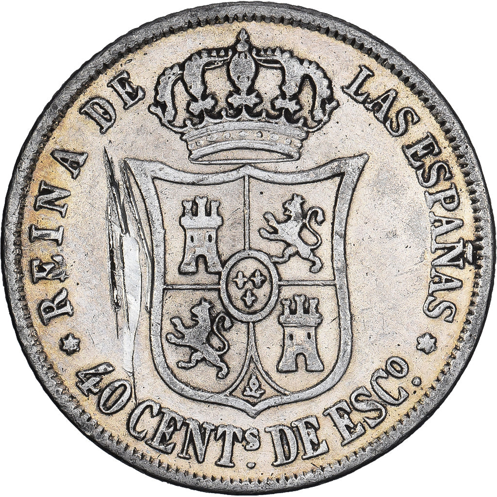 Spanien, Isabel II, 40 Centimos, 1866, Madrid, Silber, SGE+, KM:628.2