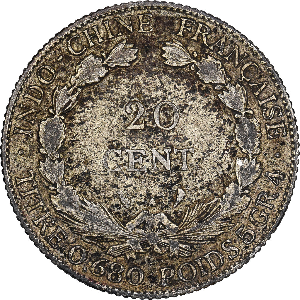 Indocia Francese, 20 Cents, 1927, Paris, Argento, MB, Lecompte:226