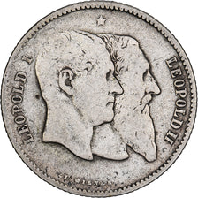 Bélgica, Leopold II, Franc, 1880, Plata, BC+, KM:38
