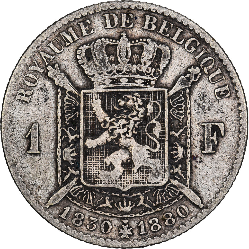 Belgia, Leopold II, Franc, 1880, Srebro, VF(20-25), KM:38