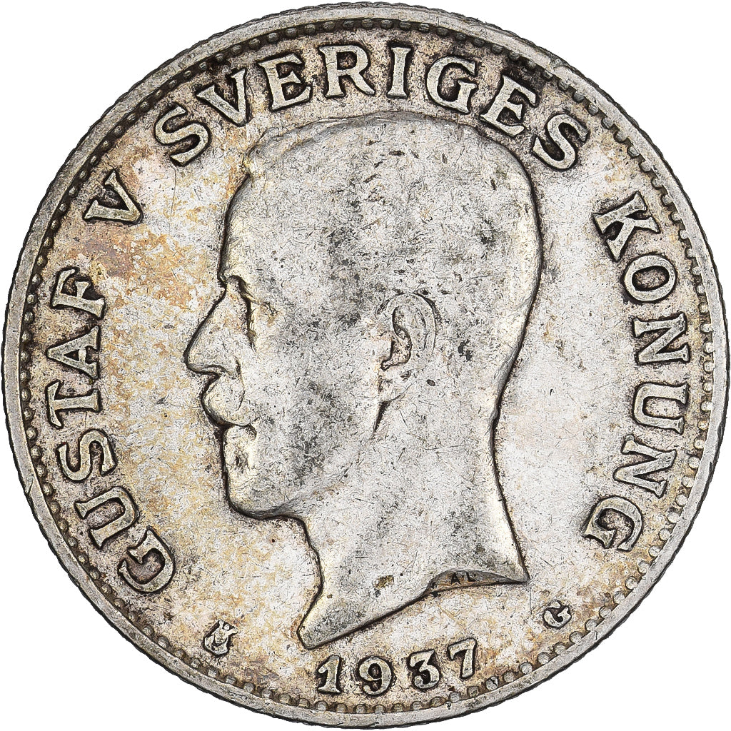 Suède, Gustaf V, Krona, 1937, Argent, TTB, KM:786.2