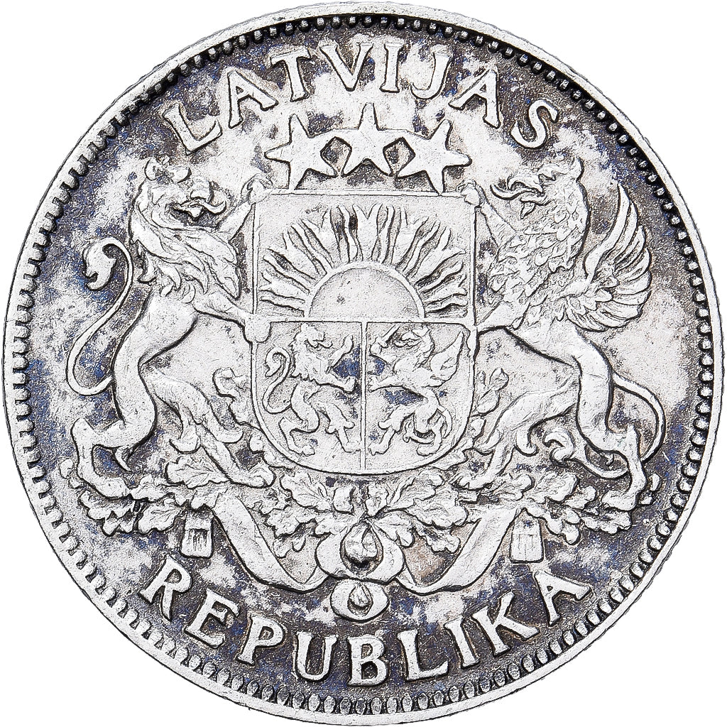 Letónia, Lats, 1924, Prata, EF(40-45), KM:7