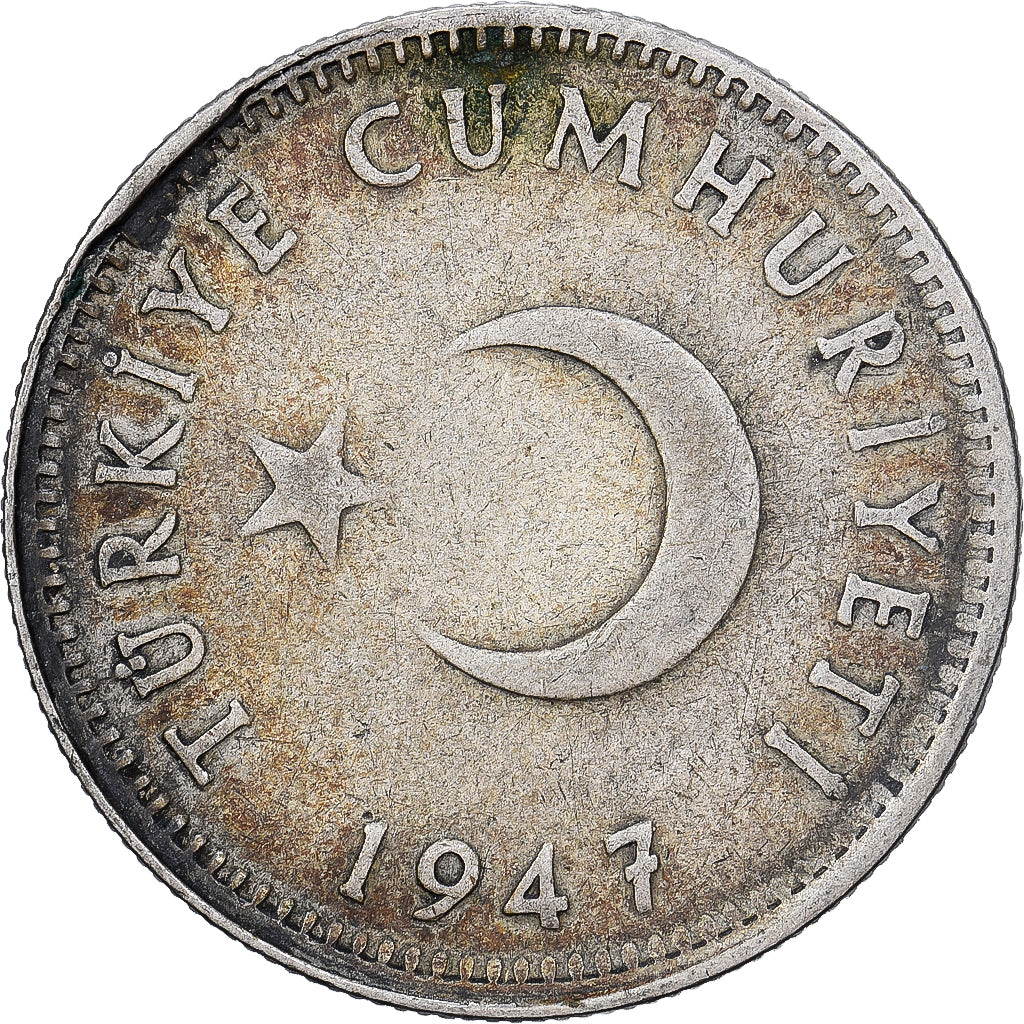 Turkey, Lira, 1947, Silver, VF(30-35), KM:883