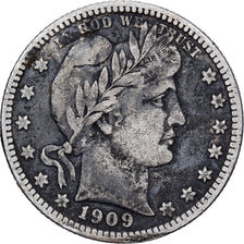 Stati Uniti, Quarter, Barber Quarter, 1909, Denver, Argento, MB, KM:114