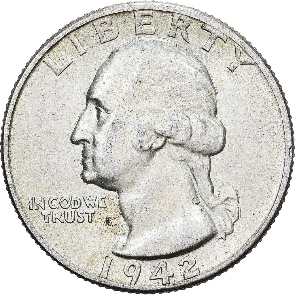 USA, Quarter, Washington, 1942, Philadelphia, Srebro, AU(55-58), KM:164